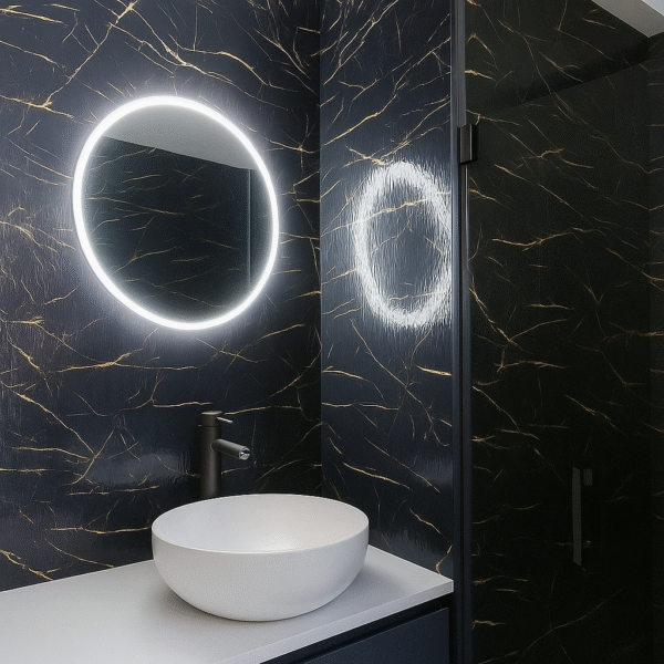 Rollo Adhesivo Tipo Marmol Gris Con Vetas Blancas Clone