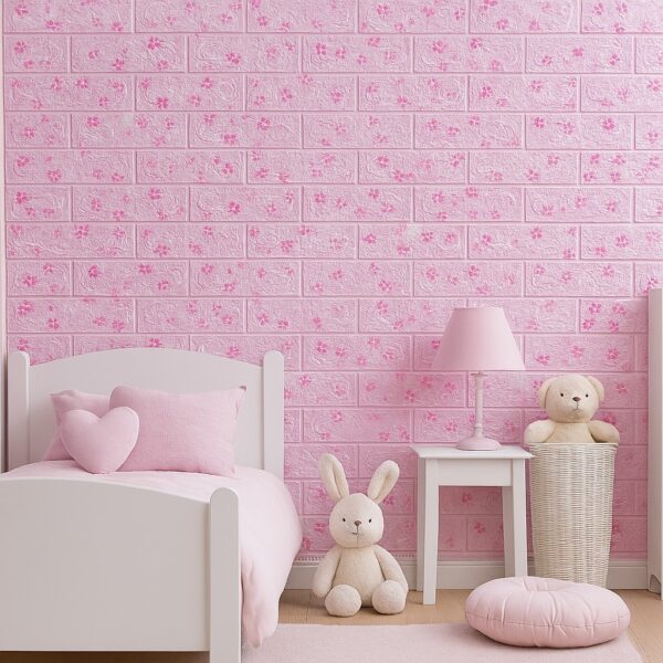 Adhesivo Tipo Ladrillo Rosa Floral