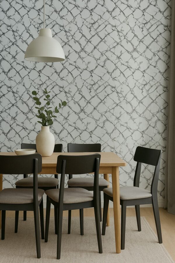 Rollo Adhesivo Blanco Con Craquelado Gris