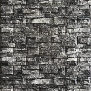 Adhesivo Tipo Ladrillo Símil Piedra Laja Negra y Gris
